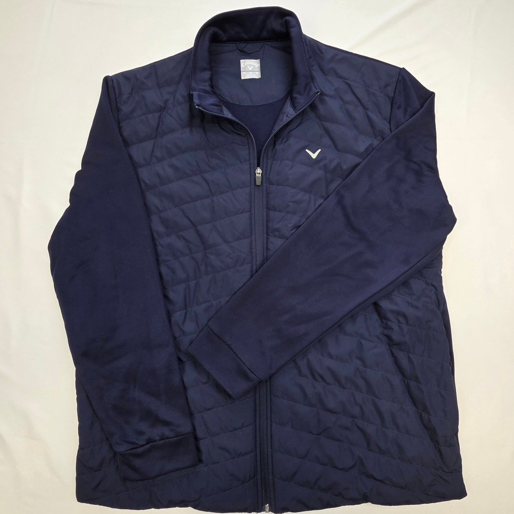 Callaway Mens Quilted Hybrid Golf Jacket XL Navy Blue Full Zip Performance Layer